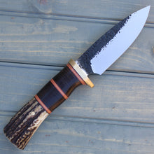 Load image into Gallery viewer, 4&quot; Drop Point (Brass/Leather/Stag)