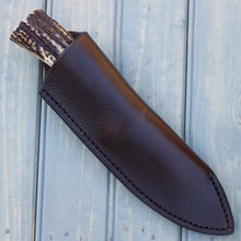 Load image into Gallery viewer, 4&quot; Drop Point (Brass/Leather/Stag)